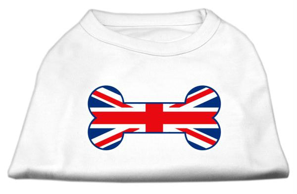 Bone Shaped United Kingdom (Union Jack) Flag Screen Print Shirts White XL (16)