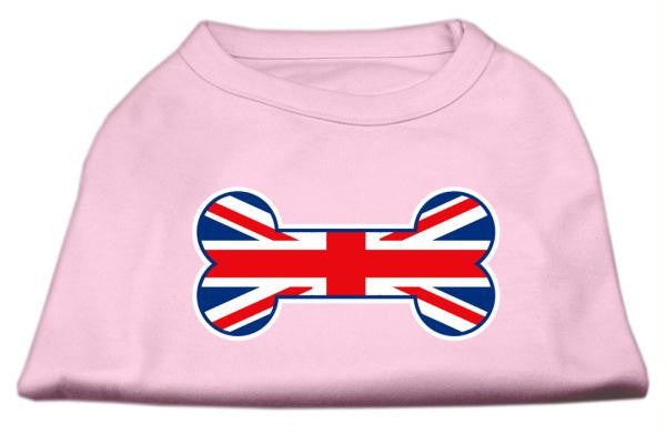 Bone Shaped United Kingdom (Union Jack) Flag Screen Print Shirts Light Pink XS (8)