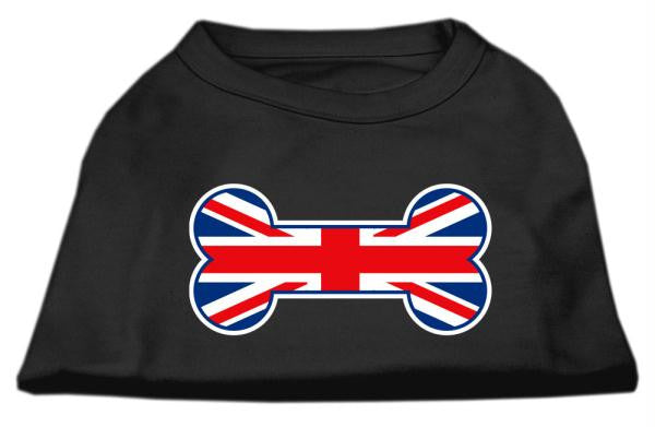 Bone Shaped United Kingdom (Union Jack) Flag Screen Print Shirts Black XXL (18)