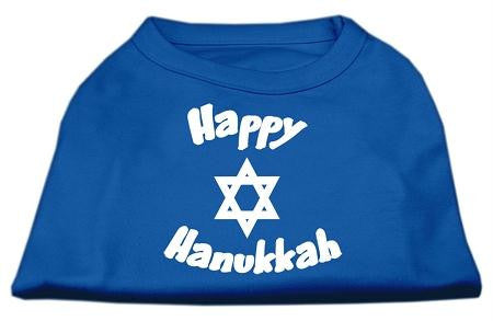 Happy Hanukkah Screen Print Shirt Blue Lg (14)