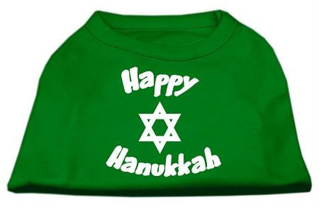 Happy Hanukkah Screen Print Shirt Emerald Green Lg (14)