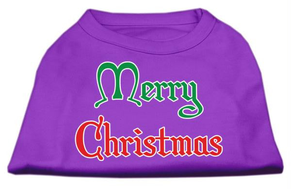 Merry Christmas Screen Print Shirt Purple XS (8)