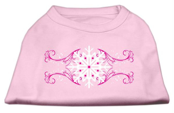 Pink Snowflake Swirls Screenprint Shirts Light Pink S (10)