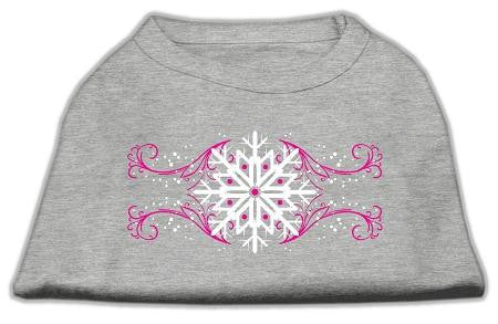 Pink Snowflake Swirls Screenprint Shirts Grey XL (16)