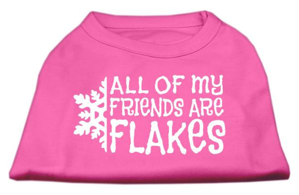 All my friends are Flakes Screen Print Shirt Bright Pink S (10)