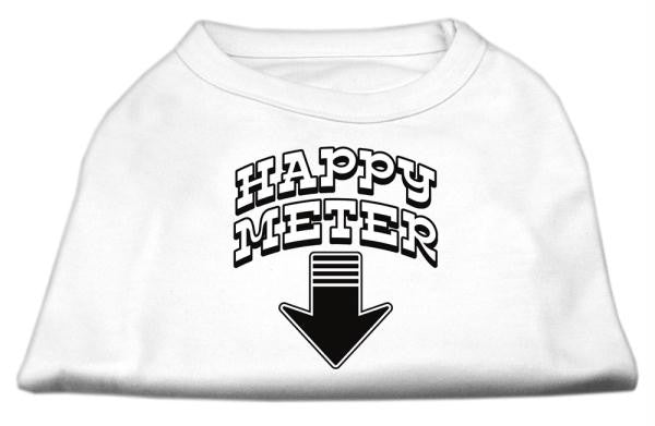 Happy Meter Screen Printed Dog Shirt White Lg (14)