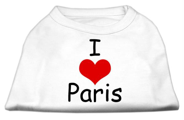 I Love Paris Screen Print Shirts White Sm (10)