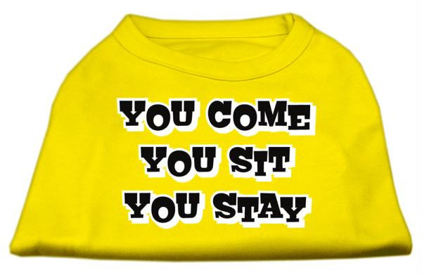 You Come, You Sit, You Stay Screen Print Shirts Yellow Lg (14)