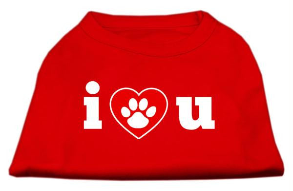 I Love U Screen Print Shirt Red  XS (8)