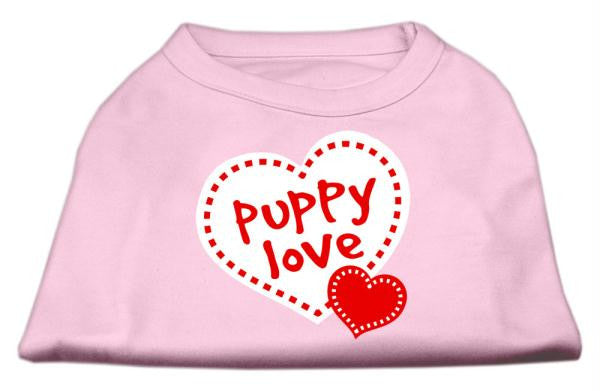 Puppy Love Screen Print Shirt Light Pink  XS (8)