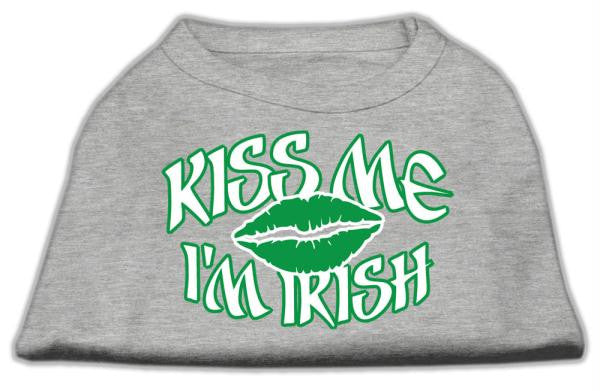 Kiss Me I'm Irish Screen Print Shirt Grey Lg (14)