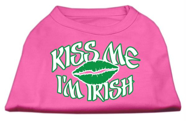 Kiss Me I'm Irish Screen Print Shirt Bright Pink XXL (18)