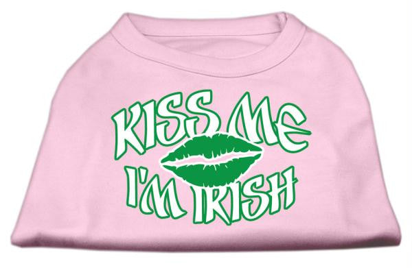 Kiss Me I'm Irish Screen Print Shirt Light Pink  XXL (18)