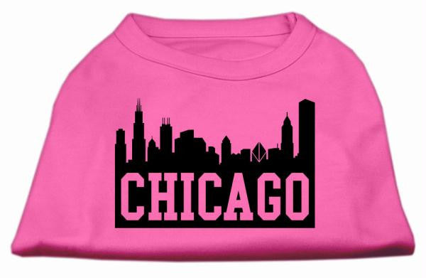 Chicago Skyline Screen Print Shirt Bright Pink XS (8)