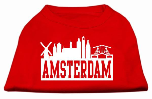 Amsterdam Skyline Screen Print Shirt Red Sm (10)