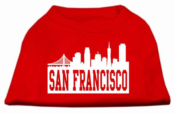 San Francisco Skyline Screen Print Shirt Red Med (12)