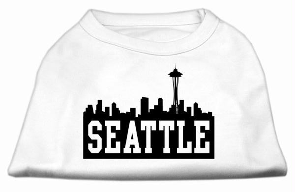 Seattle Skyline Screen Print Shirt White Lg (14)