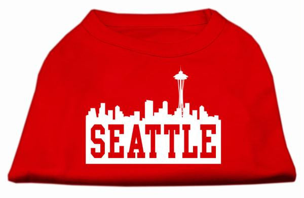 Seattle Skyline Screen Print Shirt Red Med (12)