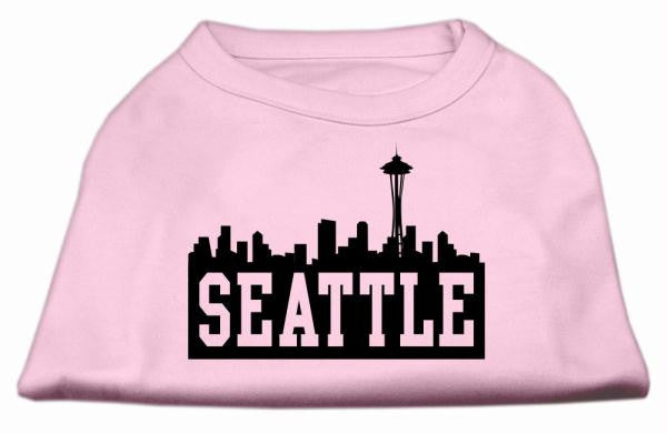 Seattle Skyline Screen Print Shirt Light Pink Sm (10)