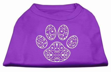 Henna Paw Screen Print Shirt Purple Med (12)