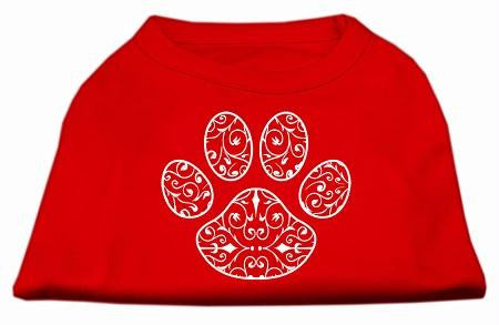 Henna Paw Screen Print Shirt Red XS (8)