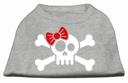 Skull Crossbone Bow Screen Print Shirt Grey Med (12)