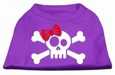 Skull Crossbone Bow Screen Print Shirt Purple Sm (10)