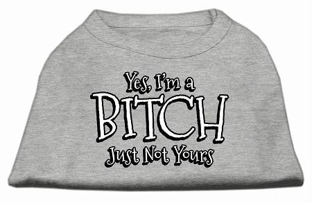 Yes Im a Bitch Just not Yours Screen Print Shirt Grey Lg (14)