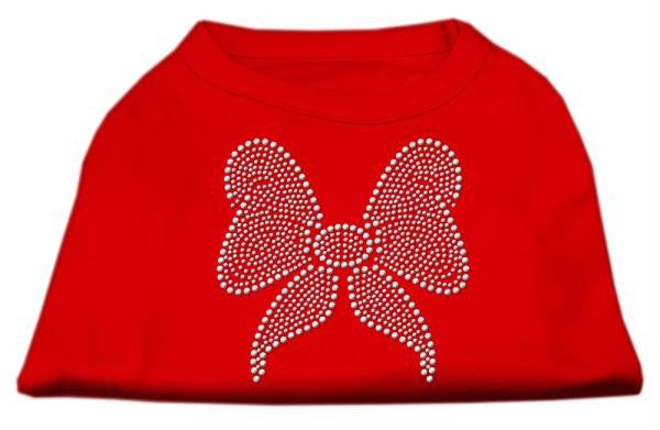 Rhinestone Bow Shirts Red L (14)