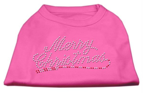 Merry Christmas Rhinestone Shirt Bright Pink S (10)