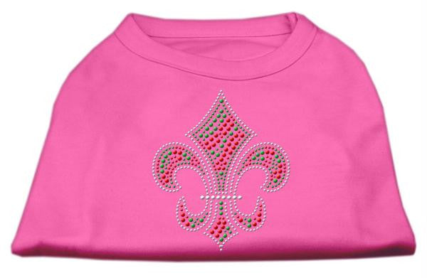 Holiday Fleur de lis Rhinestone Shirts Bright Pink L (14)