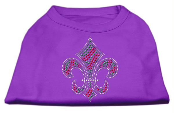 Holiday Fleur de lis Rhinestone Shirts Purple XS (8)