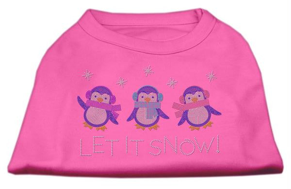 Let It Snow Penguins Rhinestone Shirt Bright Pink L (14)