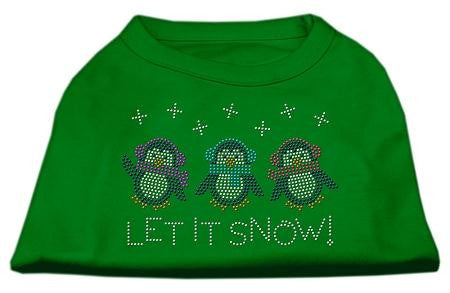 Let It Snow Penguins Rhinestone Shirt Emerald Green Lg (14)