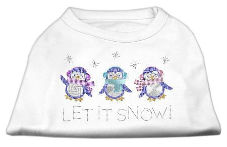 Let It Snow Penguins Rhinestone Shirt White L (14)