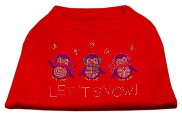 Let It Snow Penguins Rhinestone Shirt Red XS (8)