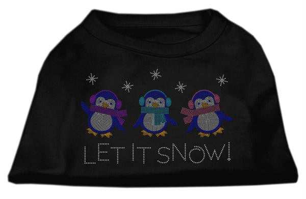 Let It Snow Penguins Rhinestone Shirt Black XXXL(20)