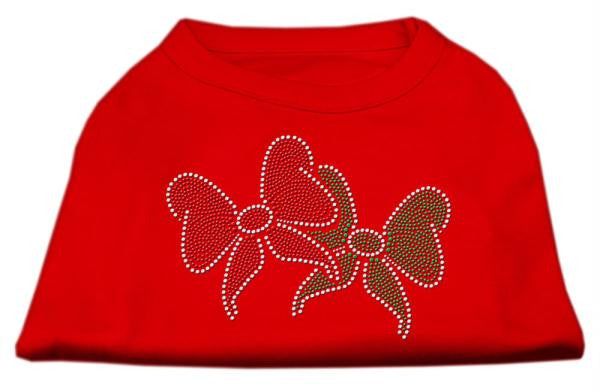 Christmas Bows Rhinestone Shirt Red XS (8)