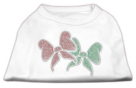 Christmas Bows Rhinestone Shirt White XS (8)