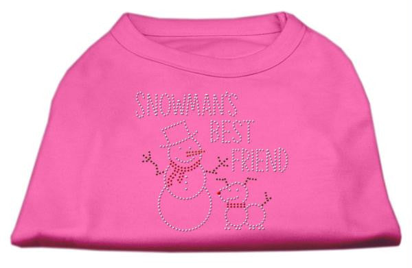 Snowman's Best Friend Rhinestone Shirt Bright Pink L (14)