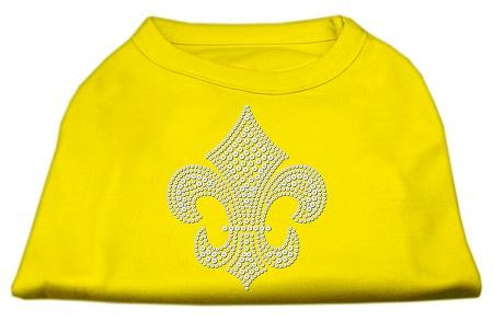 Silver Fleur de Lis Rhinestone Shirts Yellow Lg (14)