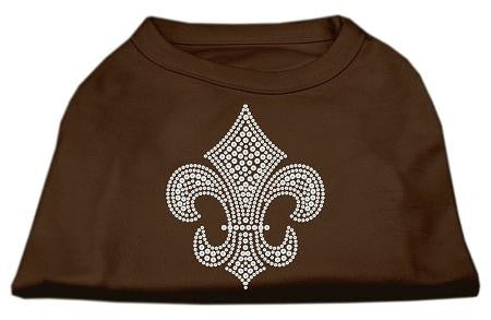 Silver Fleur de Lis Rhinestone Shirts Brown Med (12)