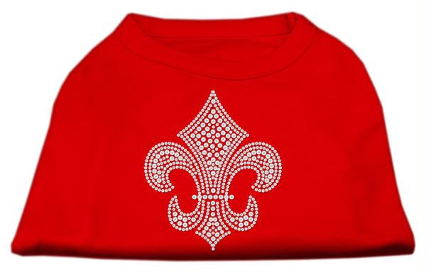 Silver Fleur de lis Rhinestone Shirts Red XS (8)