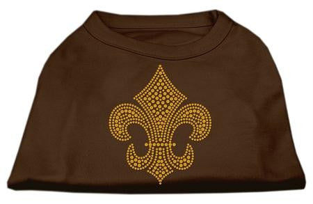 Gold Fleur de Lis Rhinestone Shirts Brown Med (12)