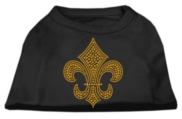 Gold Fleur De Lis Rhinestone Shirts Black S (10)