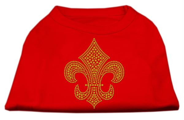 Gold Fleur De Lis Rhinestone Shirts Red XL (16)