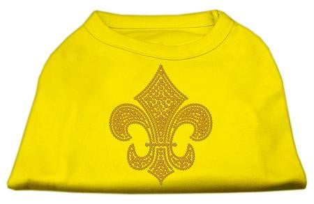 Gold Fleur de Lis Rhinestone Shirts Yellow XS (8)