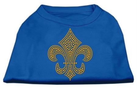 Gold Fleur de Lis Rhinestone Shirts Blue XXL (18)