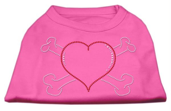 Heart and Crossbones Rhinestone Shirts Bright Pink M (12)