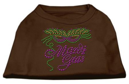 Mardi Gras Rhinestud Shirt Brown XXL (18)